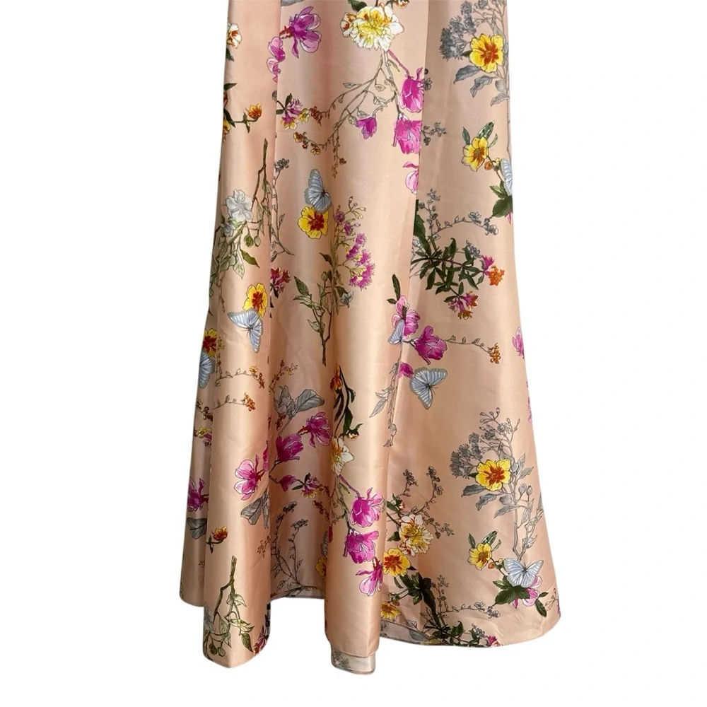 NWOT ALFRED SUNG Style D844FP Corset Floral Satin Dress, Size 2 - Picture 5 of 8